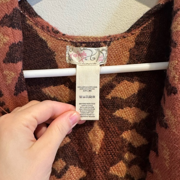 Free People Hudson Valley Kimono Rust Oversized One Size Aztecan - Picture 3 of 8